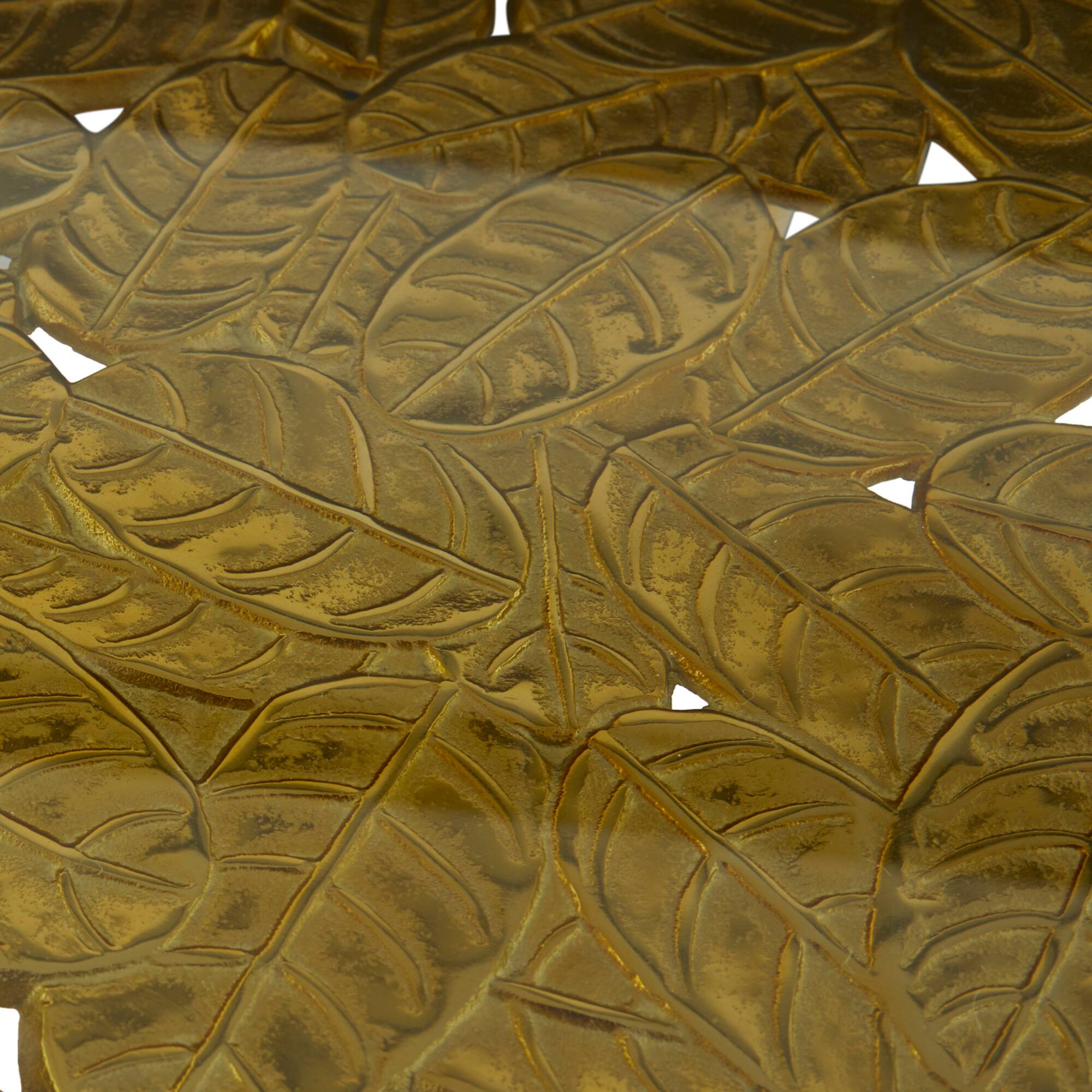 Gold Aluminum Accent Table with Clear Glass Top 20" x 19" x 22"